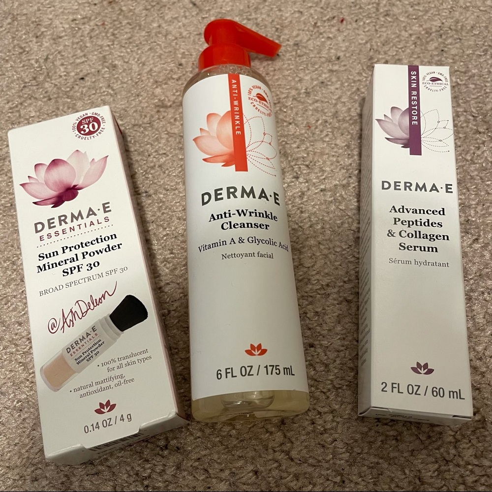 Set of 3 Derma E Skincare Cleanser Serum & Powder